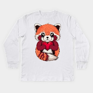 Cute Red Panda for Valentines Day Kids Long Sleeve T-Shirt